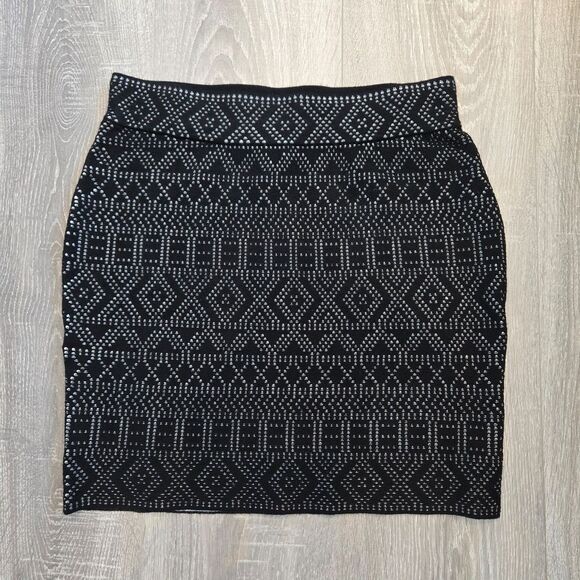 Krimson Klover geometric print sweater mini skirt black and white womans size S‎ - Picture 1 of 6